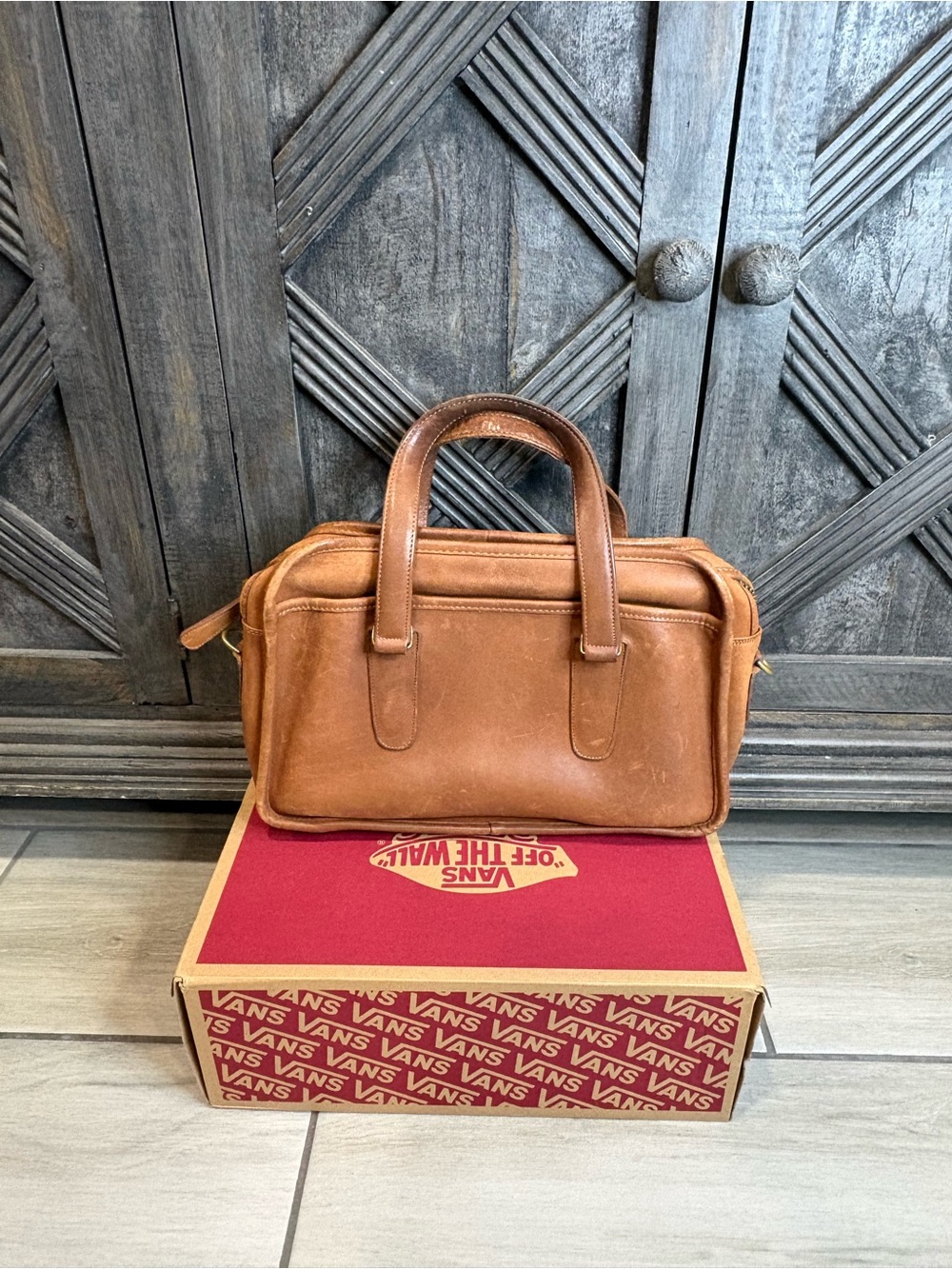 Vintage Coach Putty Leather Flight Bag antique